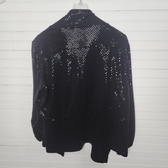 Tribal Black Metallic Dot Open Front Jacket Cardigan XL - Picture 9 of 11